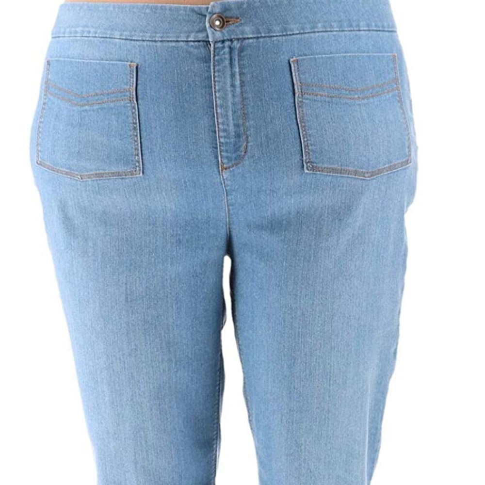 Susan Graver Stretch Denim Straight Leg Jeans 14 petite
